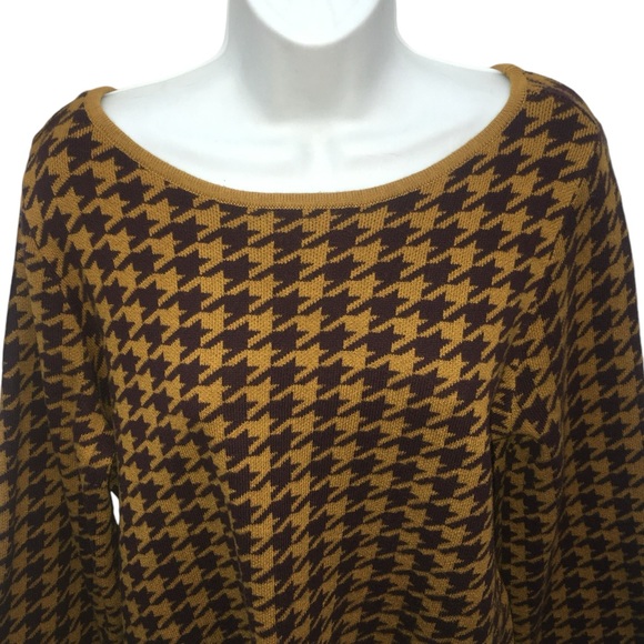 ANN TAYLOR Factory Houndstooth Gold Brown Sweater - Women’s XL - Picture 2 of 15